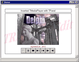 Controles inseridos: TMediaPlayer e TPanel, exibindo filme AVI