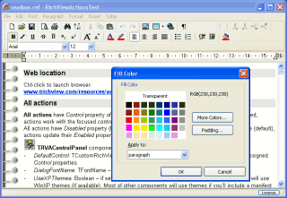 Janela principal do demo ActionTest