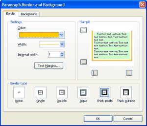Borda e plano de fundo de Parágrafo