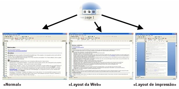 Layouts: «Normal», «Layout da Web», «Layout de impressão»