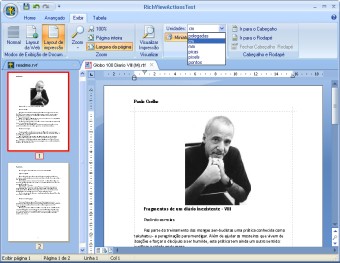 Demonstração ActionTest com ScaleRichView: novos ícones e unidades de medição